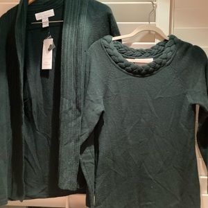 Two piece cashmere sweater set nwt in hunter green